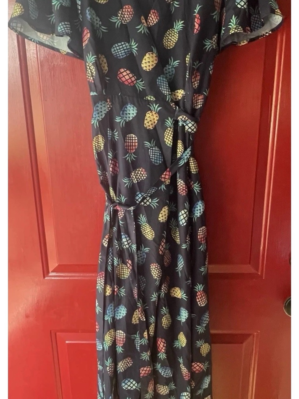 Hutch Black Maxi Dress with Multi-Color Pineapple Print